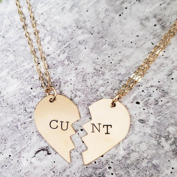 CUNT Broken Heart Friendship Necklaces Salt and Sparkle