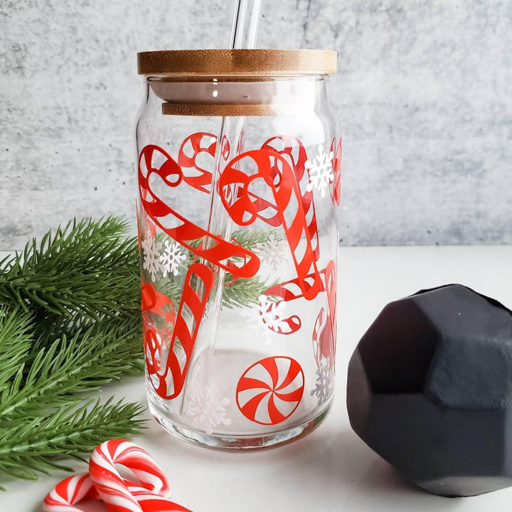 Candy Cane Christmas Glass Cup Gift Box Salt and Sparkle