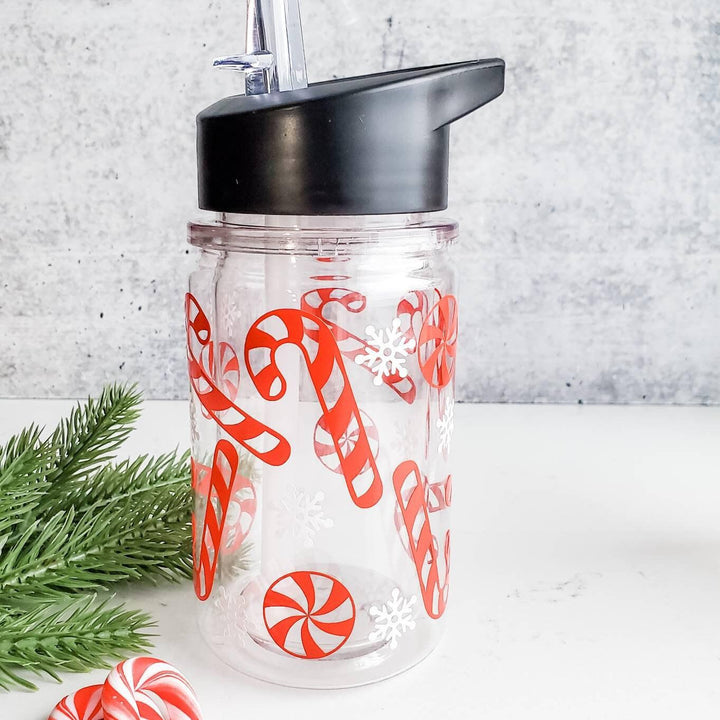 Candy Cane Christmas Toddler Straw Cup Salt and Sparkle