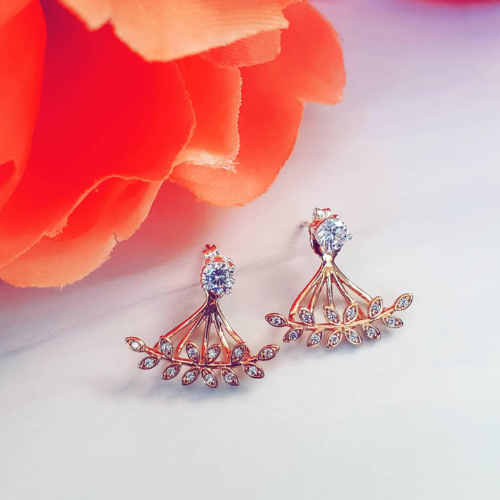 Crystal Studs with Flower Ear Jackets Salt and Sparkle