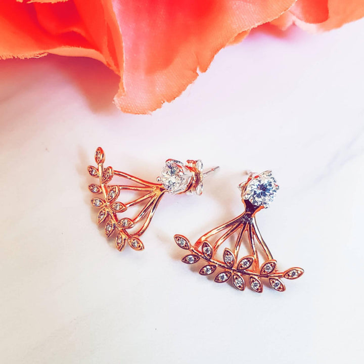 Crystal Studs with Flower Ear Jackets Salt and Sparkle