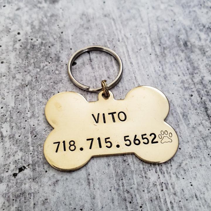 Custom Done Bone Pet Identification Tag Salt and Sparkle