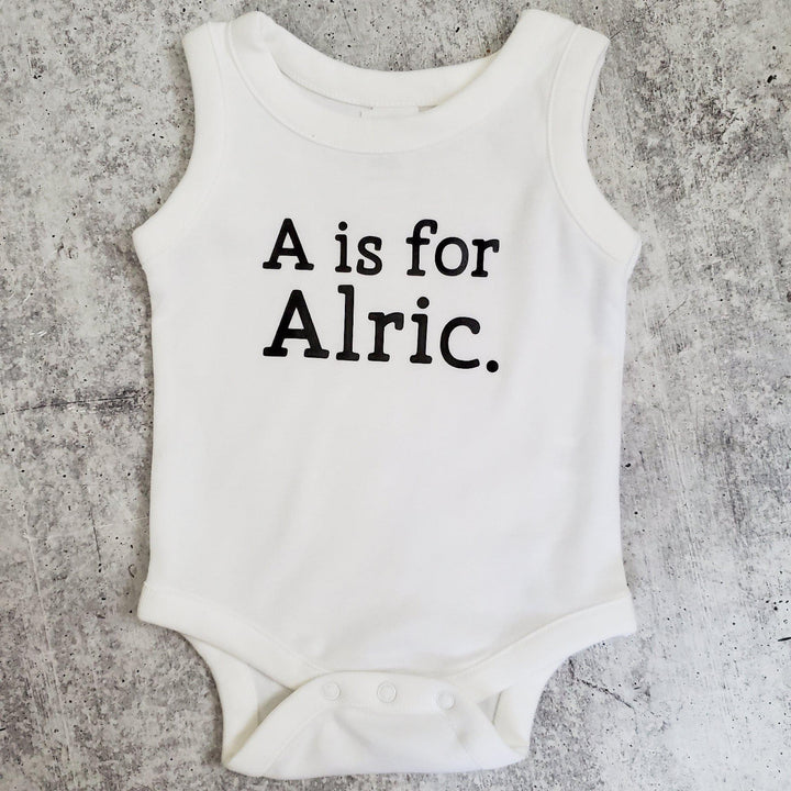 Custom Name Sleeveless Organic Cotton Baby Bodysuit Salt and Sparkle