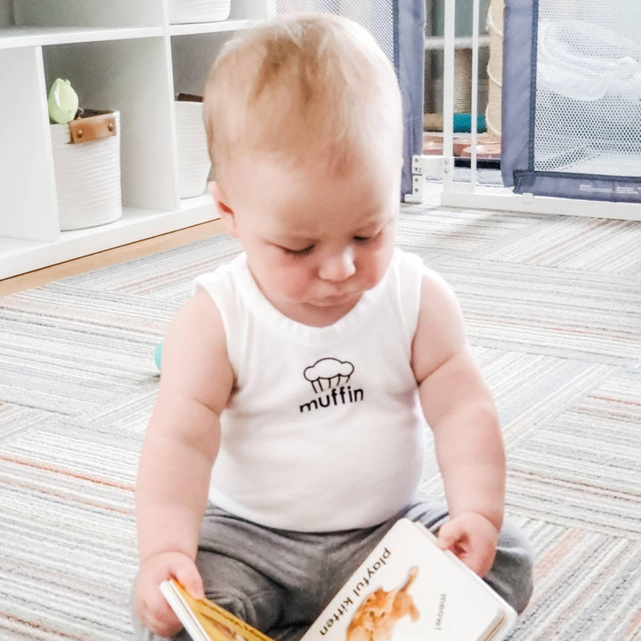 Custom Name Sleeveless Organic Cotton Baby Bodysuit Salt and Sparkle