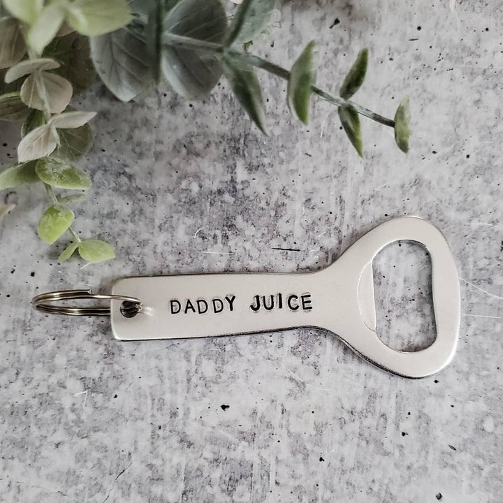 DADDY JUICE Beer Bottle Opener Keychain Salt and Sparkle