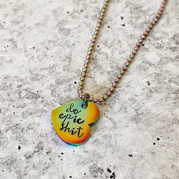 DO EPIC SHIT Rainbow Heart Necklace Salt and Sparkle