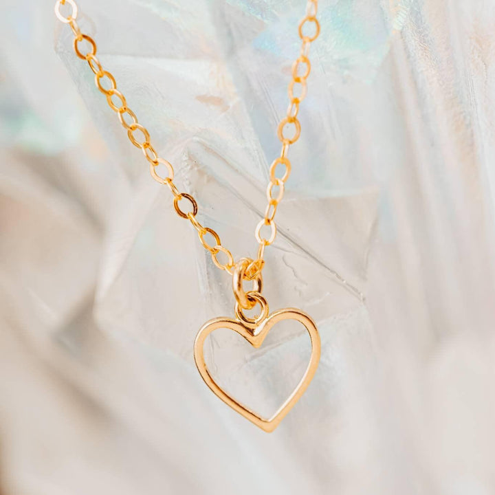 Dainty Heart Gold Necklace Salt and Sparkle