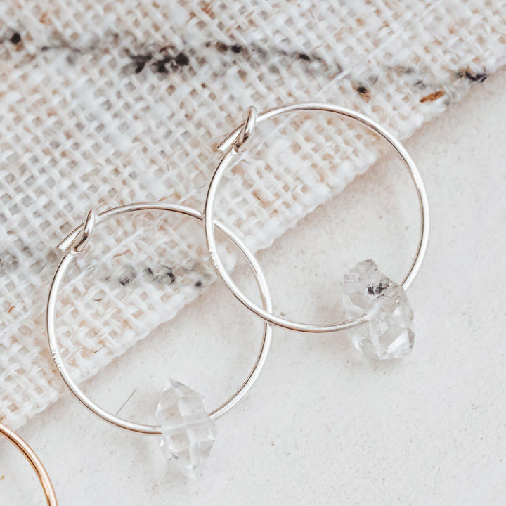 Dainty Herkimer Crystal Hoop Earrings Salt and Sparkle