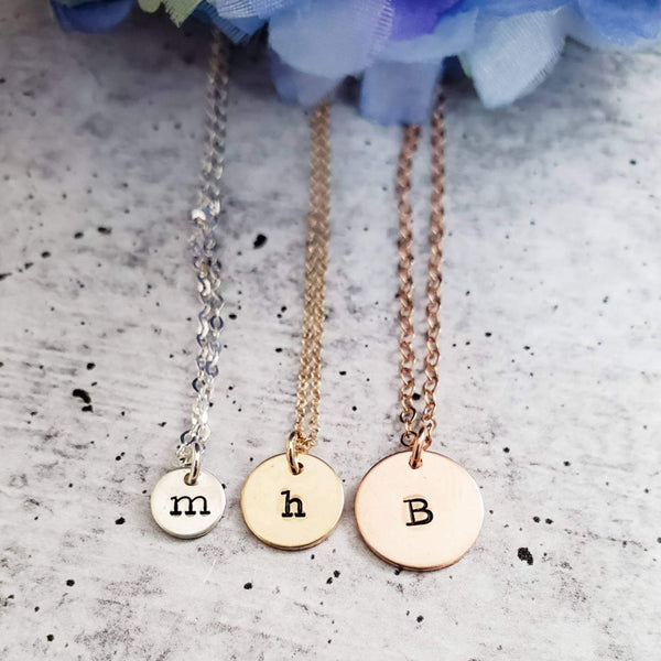 Dainty Initial Tag Necklace Salt and Sparkle