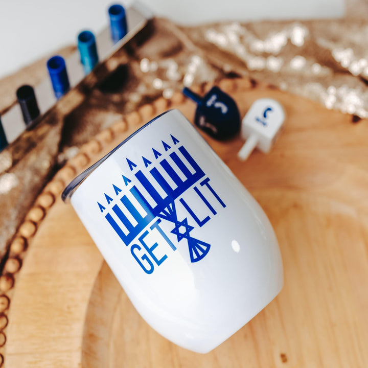 Dishwasher Safe Funny Chanukah Wine Tumbler Salt and Sparkle