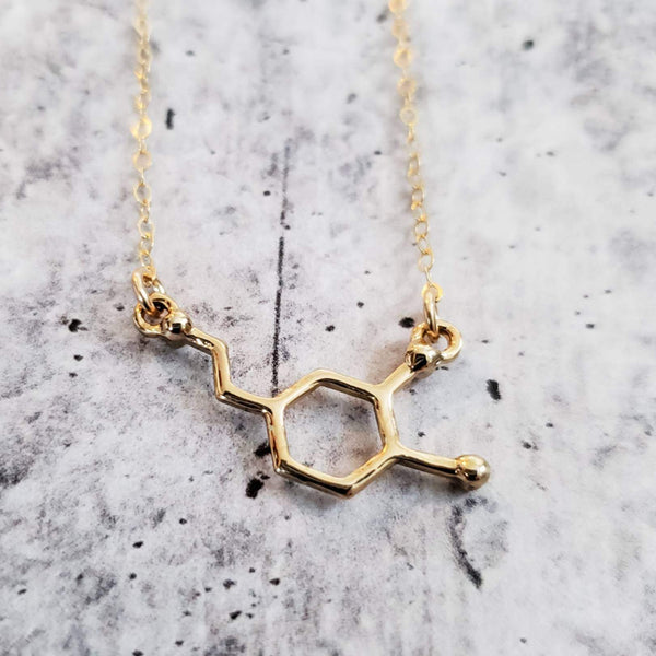 Dopamine Structural Formula Necklace Salt and Sparkle