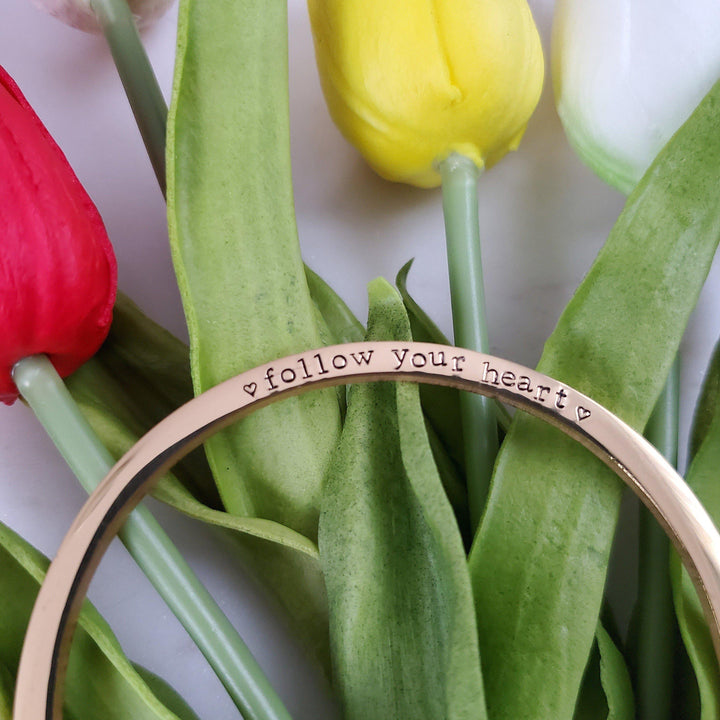 FOLLOW YOUR HEART Stacking Bangle Bracelet Salt and Sparkle