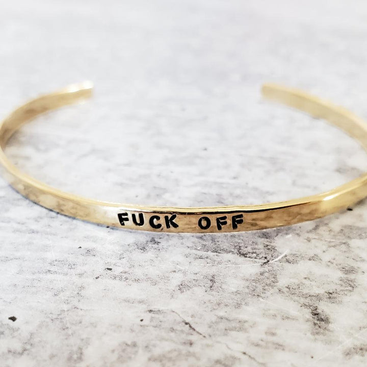 FUCK OFF Skinny Cuff Bracelet Salt and Sparkle