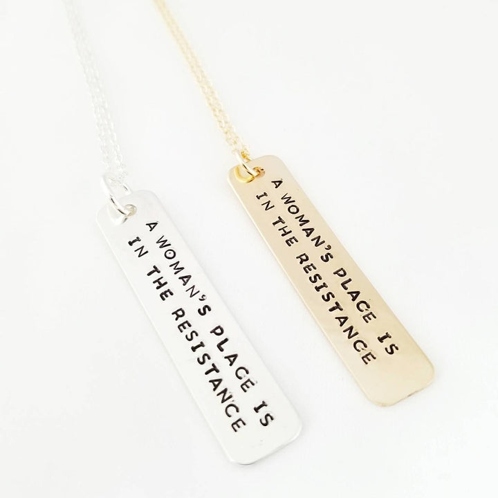 Feminist Vertical Bar Necklace Salt and Sparkle