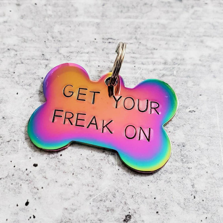 GET YOUR FREAK ON Bone-Shaped Pet Tag Salt and Sparkle