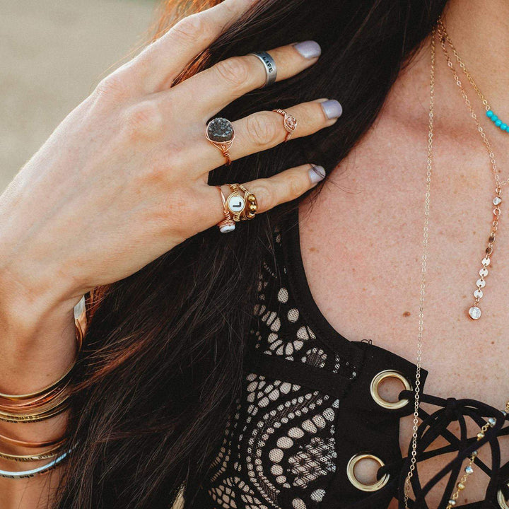 Giant Herkimer Diamond Wire Wrapped Ring Salt and Sparkle