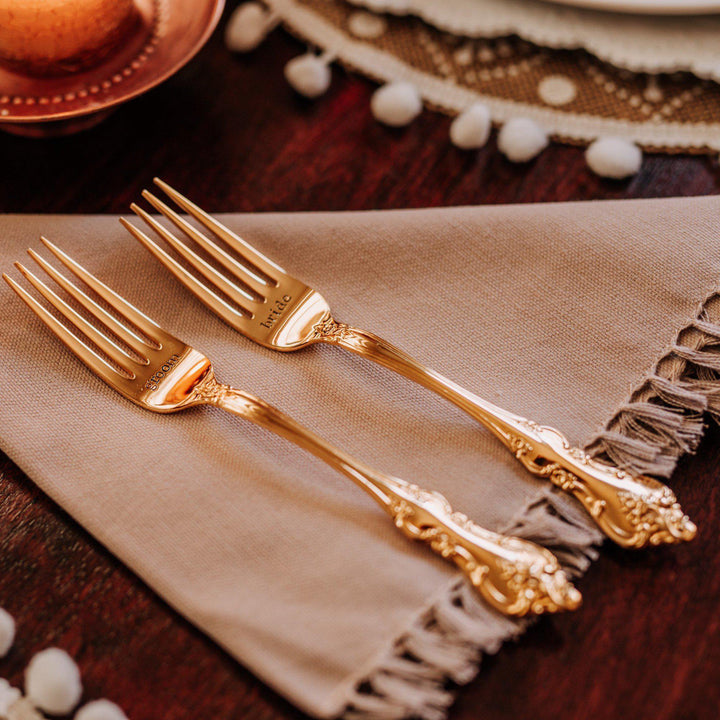 Gold Vintage Forks for Wedding Day Gift Salt and Sparkle