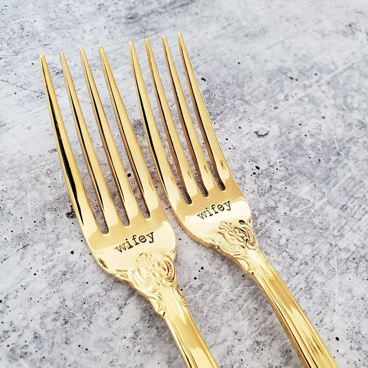 Gold Vintage Forks for Wedding Day Gift Salt and Sparkle