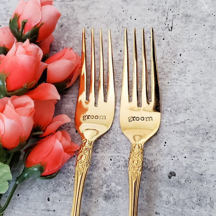 Gold Vintage Forks for Wedding Day Gift Salt and Sparkle