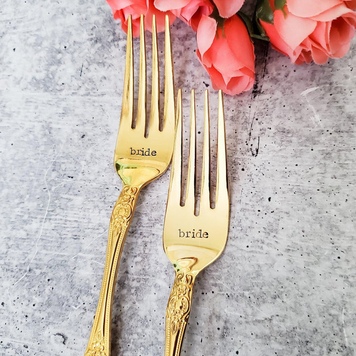 Gold Vintage Forks for Wedding Day Gift Salt and Sparkle