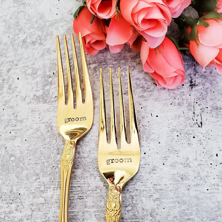Gold Vintage Forks for Wedding Day Gift Salt and Sparkle