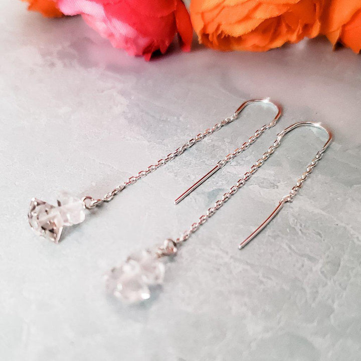 Herkimer Diamond Threader Earrings Salt and Sparkle