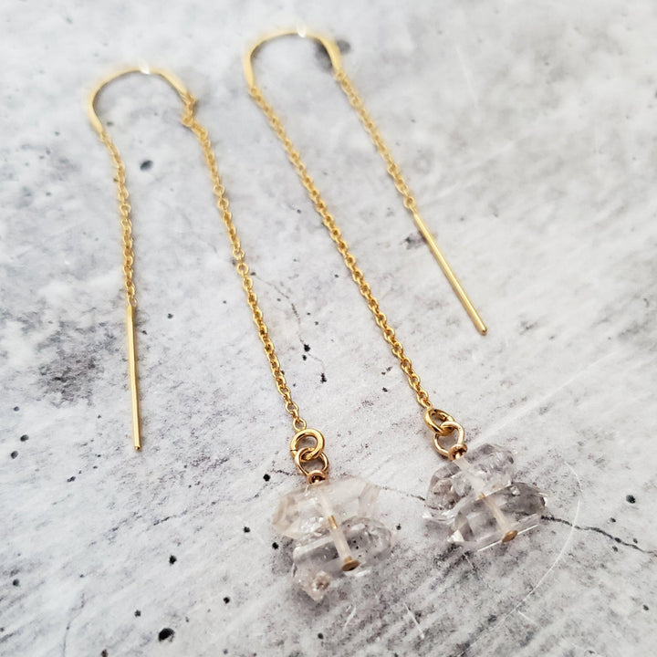 Herkimer Diamond Threader Earrings Salt and Sparkle