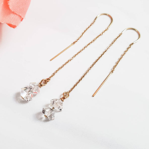 Herkimer Diamond Threader Earrings Salt and Sparkle