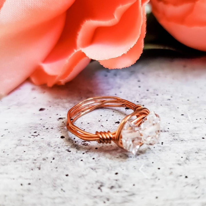 Herkimer Diamond Trio Wire Wrapped Ring Salt and Sparkle