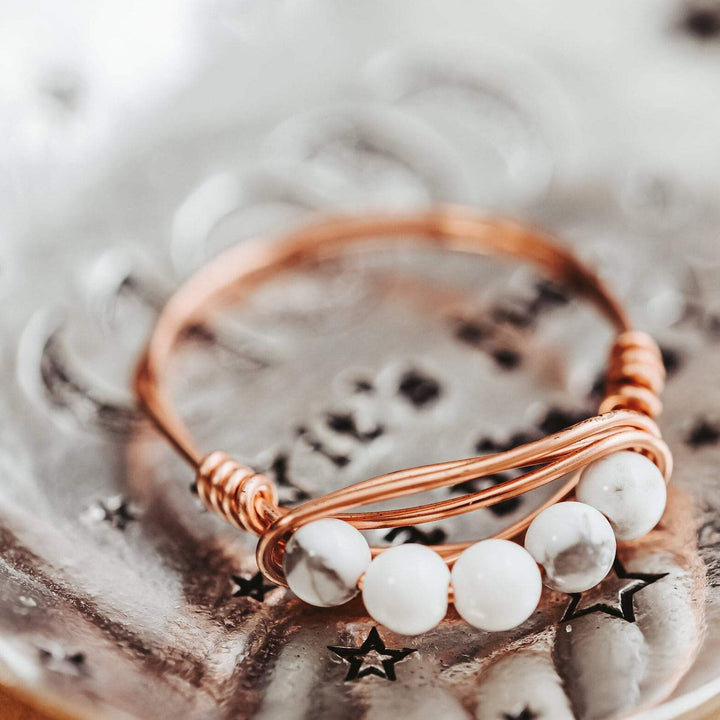 Howlite Beads Ring Salt and Sparkle