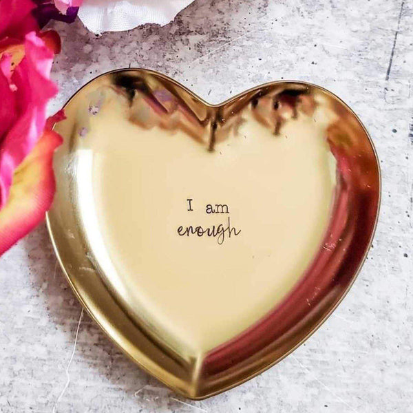 I AM ENOUGH Heart Trinket Dish Salt and Sparkle