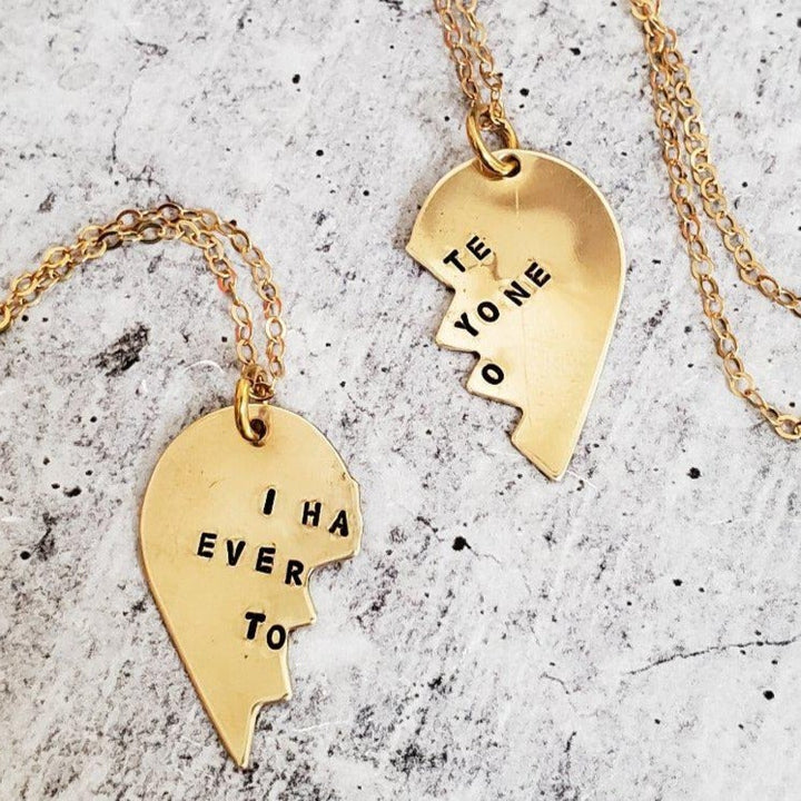 I HATE EVERYONE TOO Broken Heart Friendship Necklaces Salt and Sparkle