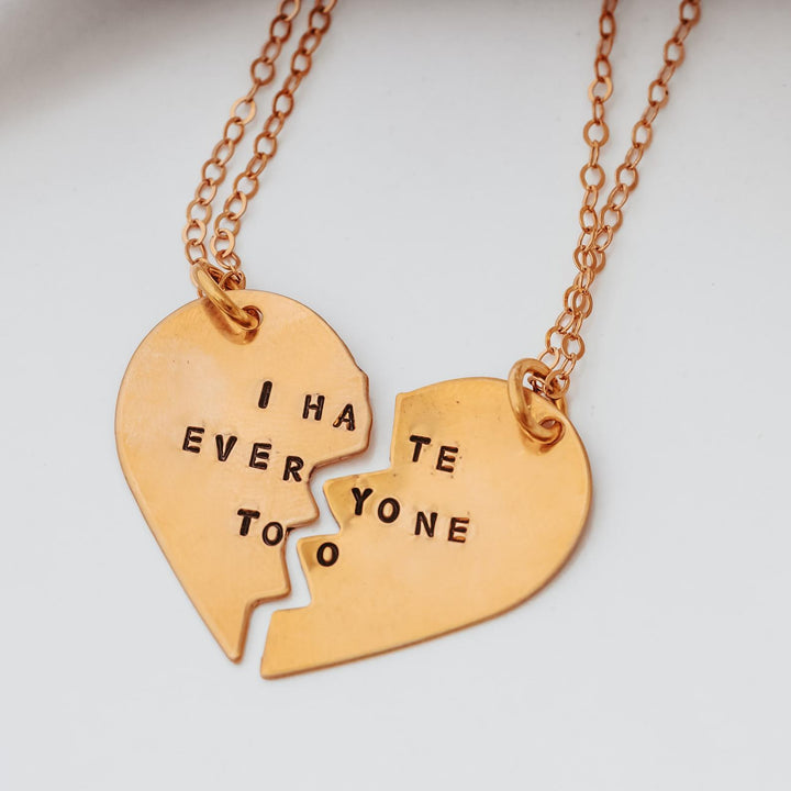 I HATE EVERYONE TOO Broken Heart Friendship Necklaces Salt and Sparkle