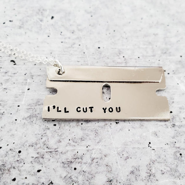 I'll Cut You Razor Blade Necklace Salt and Sparkle