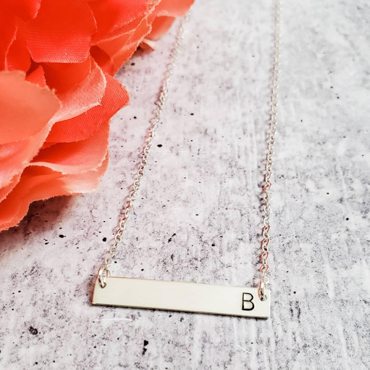 Initial Bar Necklace Salt and Sparkle