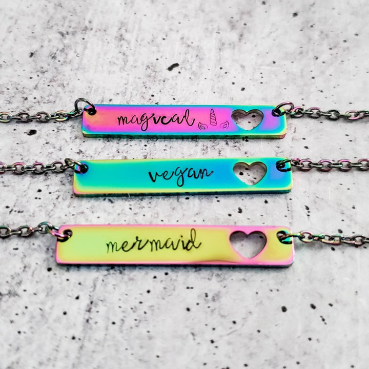 MAGICAL Rainbow Bar Necklace Salt and Sparkle