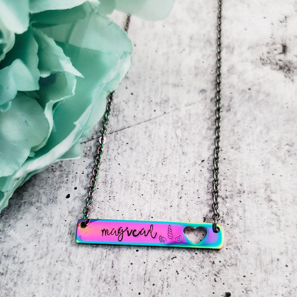 MAGICAL Rainbow Bar Necklace Salt and Sparkle