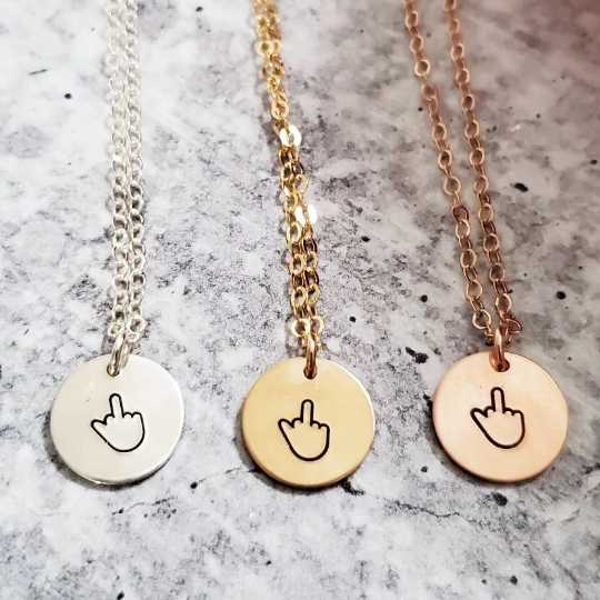 Middle Finger Disc Necklace Salt and Sparkle