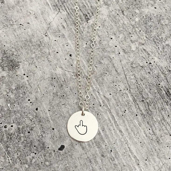 Middle Finger Disc Necklace Salt and Sparkle