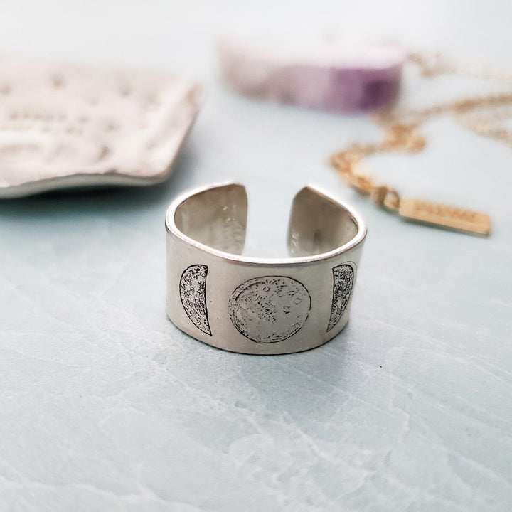 Moon Phases Celestial Silver Ring Salt and Sparkle