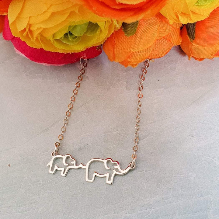 Mother and Baby Elephant Silver Necklace Salt and Sparkle