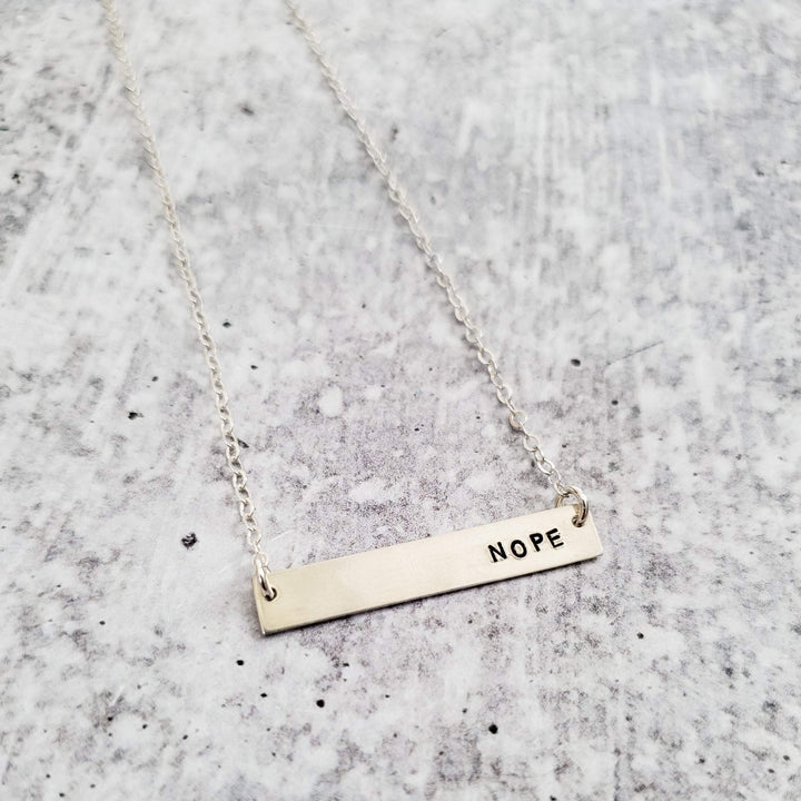 NOPE Bar Necklace Salt and Sparkle