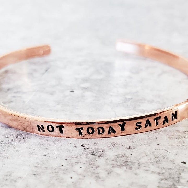 NOT TODAY SATAN Skinny Cuff Bracelet Salt and Sparkle