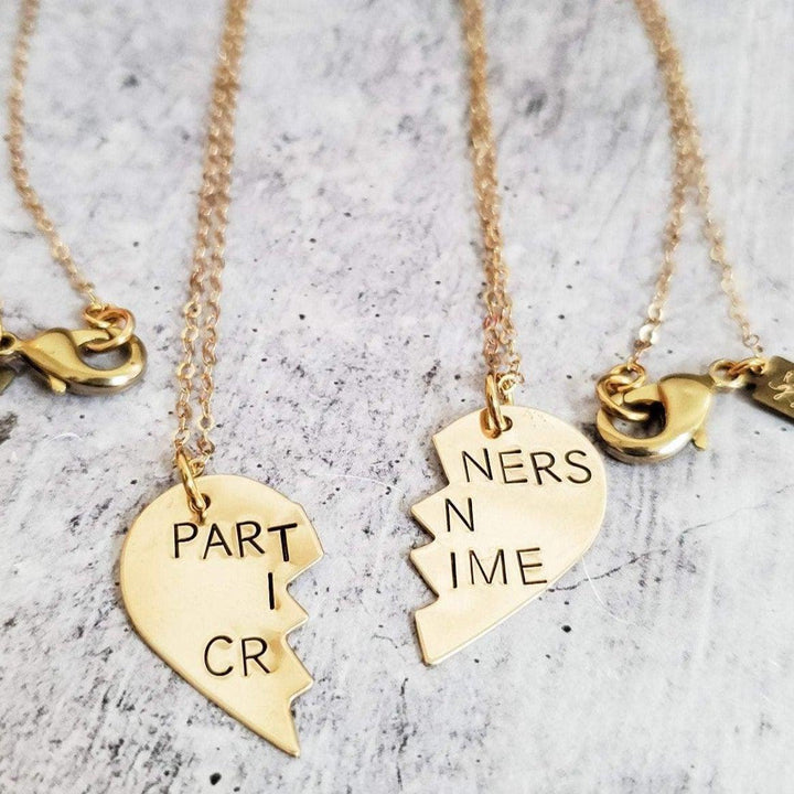 PARTNERS IN CRIME Broken Heart Friendship Necklaces Salt and Sparkle