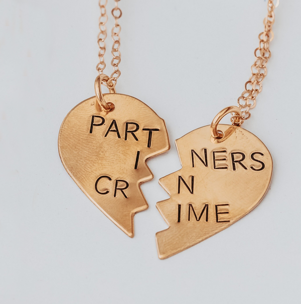 PARTNERS IN CRIME Broken Heart Friendship Necklaces Salt and Sparkle