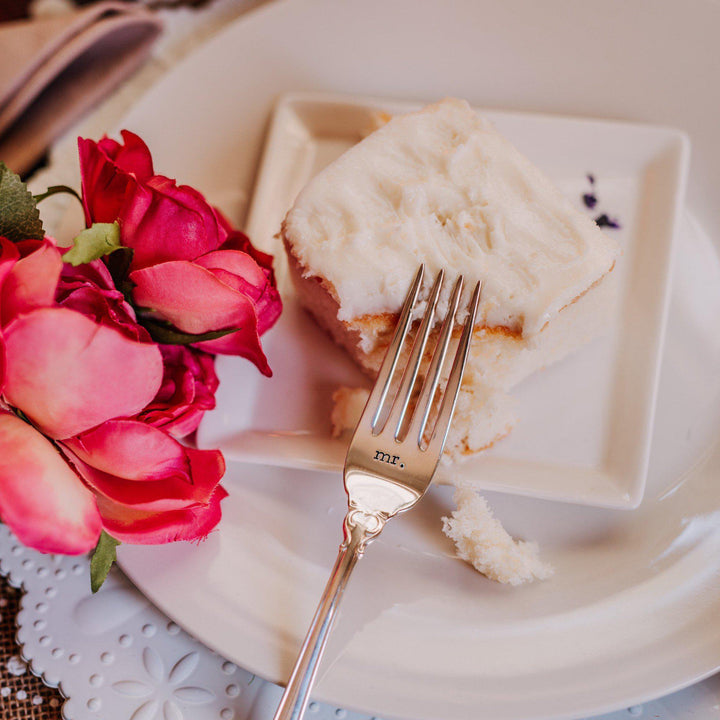 Personalized Silver Vintage Forks for Wedding Salt and Sparkle