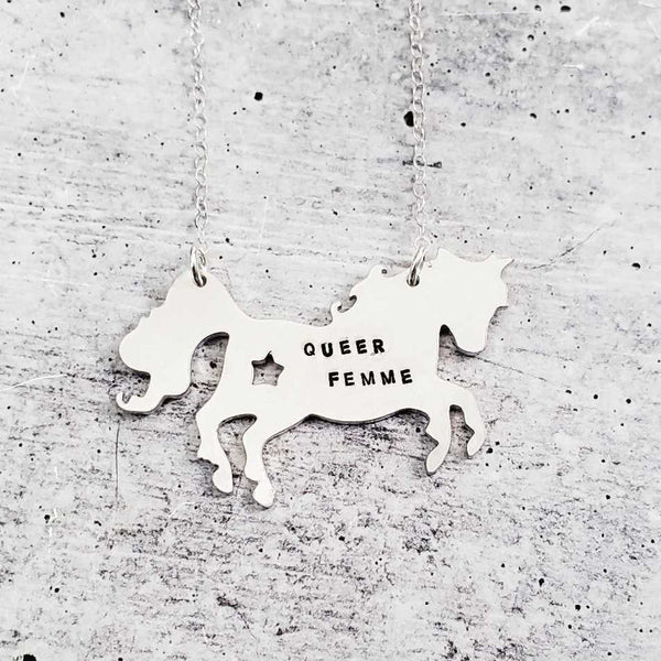 QUEER FEMME Unicorn Pride Necklace Salt and Sparkle