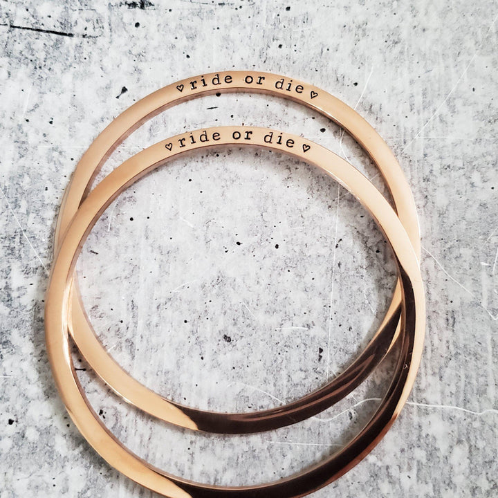 RIDE OR DIE Stacking Bangle Bracelet Salt and Sparkle