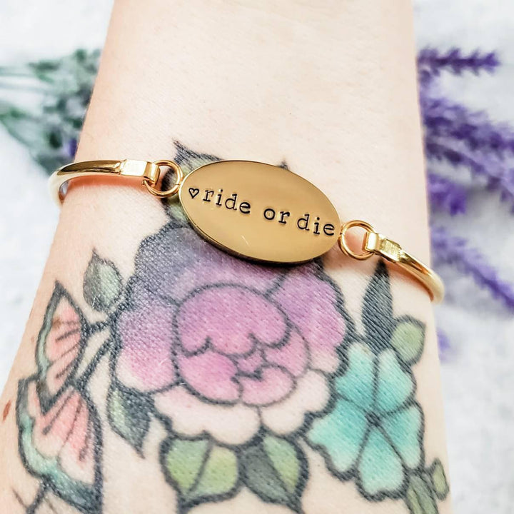 RIDE OR DIE Swing Top Bangle Bracelet Salt and Sparkle