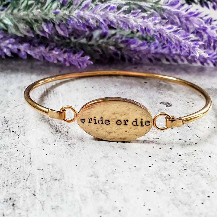 RIDE OR DIE Swing Top Bangle Bracelet Salt and Sparkle